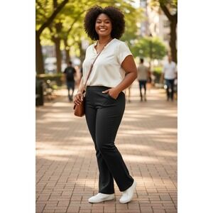 (H-241)Chico's Women's Pants Size 1 Gray Stretch Pull-On Dress Pants